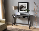 Felicita Distressed Grey Wood Desk with 2 Inner Shelves