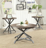 Fideo 3-Pc Burnished Finish Wood/Gray Metal Table Set