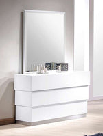 Florence White Lacquer Wood Frame Mirror