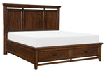 Frazier Park Brown Cherry Wood King Bed with Storage