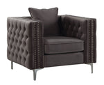 Gillian II Dark Gray Velvet Button Tufted Chair