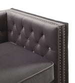 Gillian II Dark Gray Velvet Button Tufted Loveseat