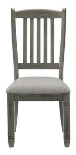 Granby 2 Gray Fabric/Antique Gray Wood Side Chairs