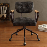 Hallie Vintage Black Top Grain Leather Executive Office Chair