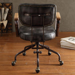 Hallie Vintage Black Top Grain Leather Executive Office Chair