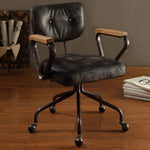 Hallie Vintage Black Top Grain Leather Executive Office Chair