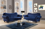 Iberis Navy Velvet Sofa with Rolled Armrest