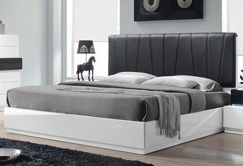 Ireland White & Dark Grey Wood Cal King Bed