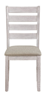 Ithaca 2 Grayish White Wood/Brown Fabric Side Chairs