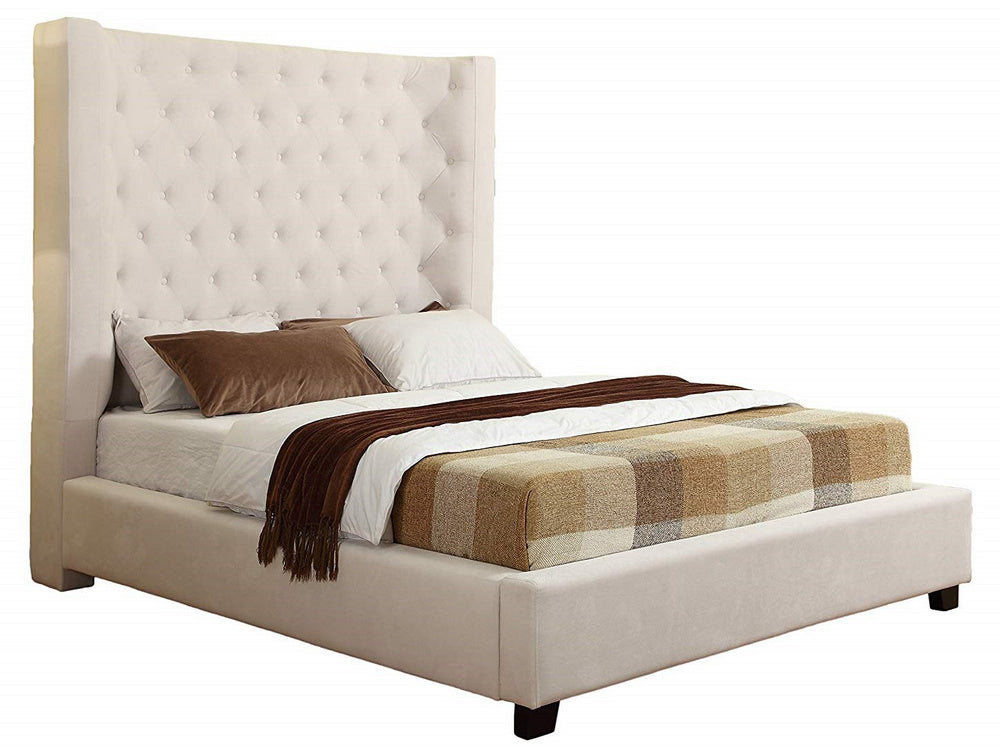 Jamie Cream Velvet Cal King Bed (Oversized)