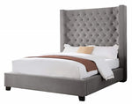 Jamie Grey Velvet Queen Bed (Oversized)