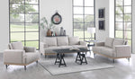 Kester Beige Fabric/Weathered White Wood Sofa