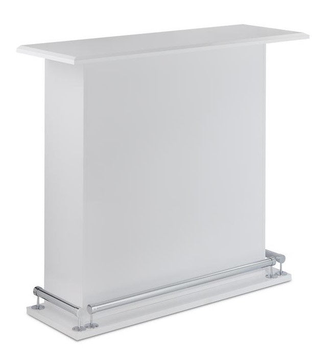 Kite White High Gloss Wood Bar Table with Open Storage