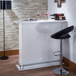 Kite White High Gloss Wood Bar Table with Open Storage