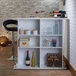 Kite White High Gloss Wood Bar Table with Open Storage