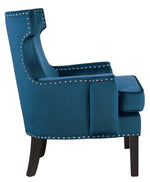 Lapis Blue Velvet Accent Chair with Nailheads