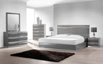 Leon Gray Wood Queen Bed with LED Light