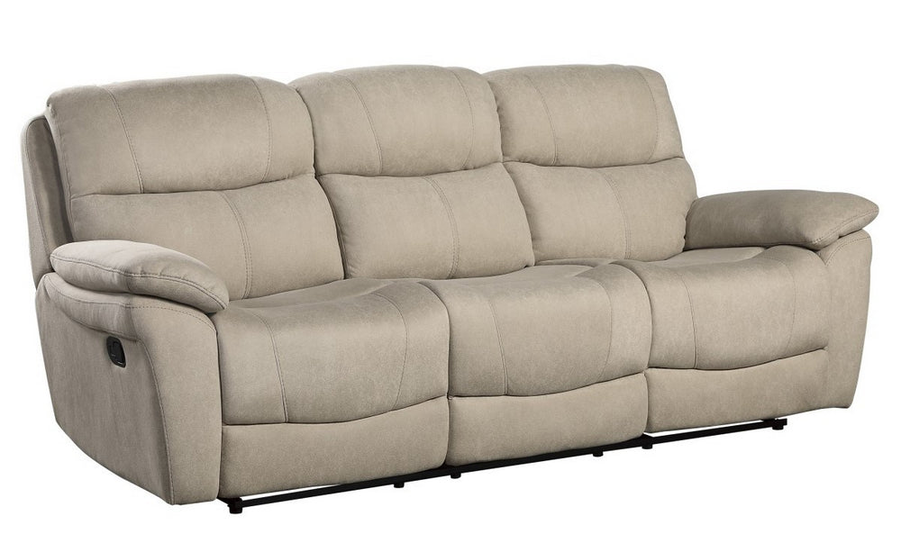 Longvale Tan Polished Microfiber Manual Recliner Sofa