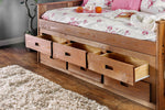 Lia Mahogany Wood Twin Captain Bed w/Drawers