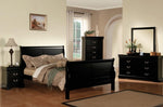 Louis Philippe Black Wood Twin Sleigh Bed