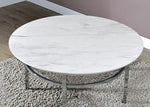 Mariah White Faux Marble/Chrome Coffee Table