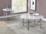 Mariah White Faux Marble/Chrome End Table