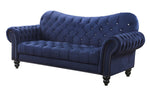 Iberis Navy Velvet Sofa with Rolled Armrest