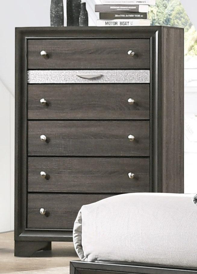 Naima Gray Wood Chest with 6 Drawers