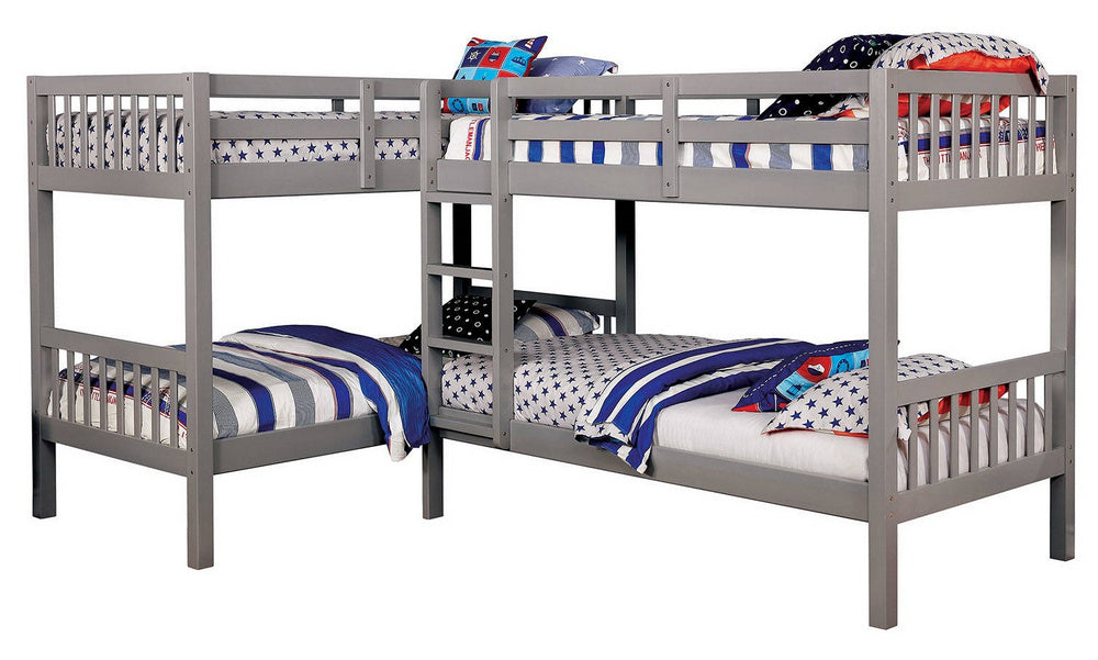 Marquette Gray Wood Quadruple Twin Bunk Bed