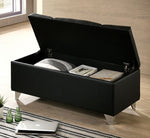 Menkar Black Leatherette Bench with Storage