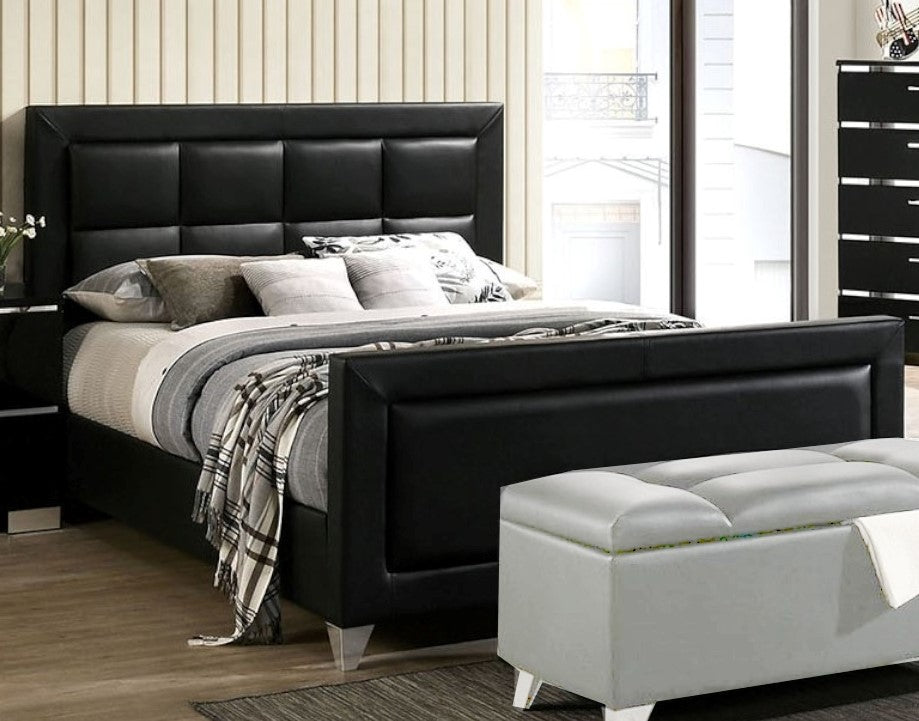 Menkar Black Leatherette King Bed