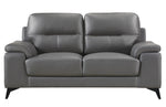 Mischa 2-Pc Dark Gray Top Grain Leather Sofa Set