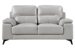 Mischa Silver Gray Top Grain Leather Loveseat