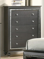 Kaitlyn Metallic Gray Wood Chest with 5 Drawers