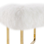 Nomo White Sheepskin Seat Bench with Gold Metal Base