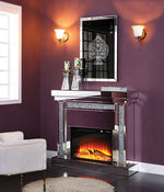 Noralie Mirrored Console Table with Fireplace & Faux Crystals