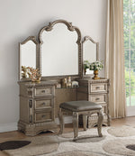 Northville Antique Silver Wood Vanity Desk with Mirror