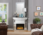 Nysa Mirrored Console Table with Fireplace & Faux Crystals