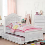 Olivia White Wood Full Bed with Trundle