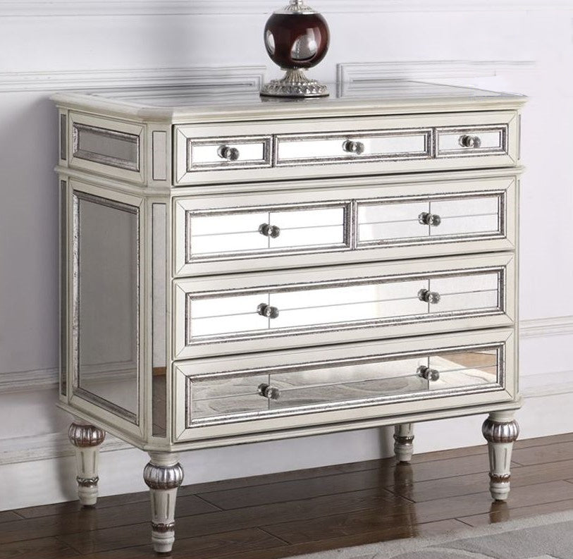 Pamella Antique Cream Mirrored Hall Chest