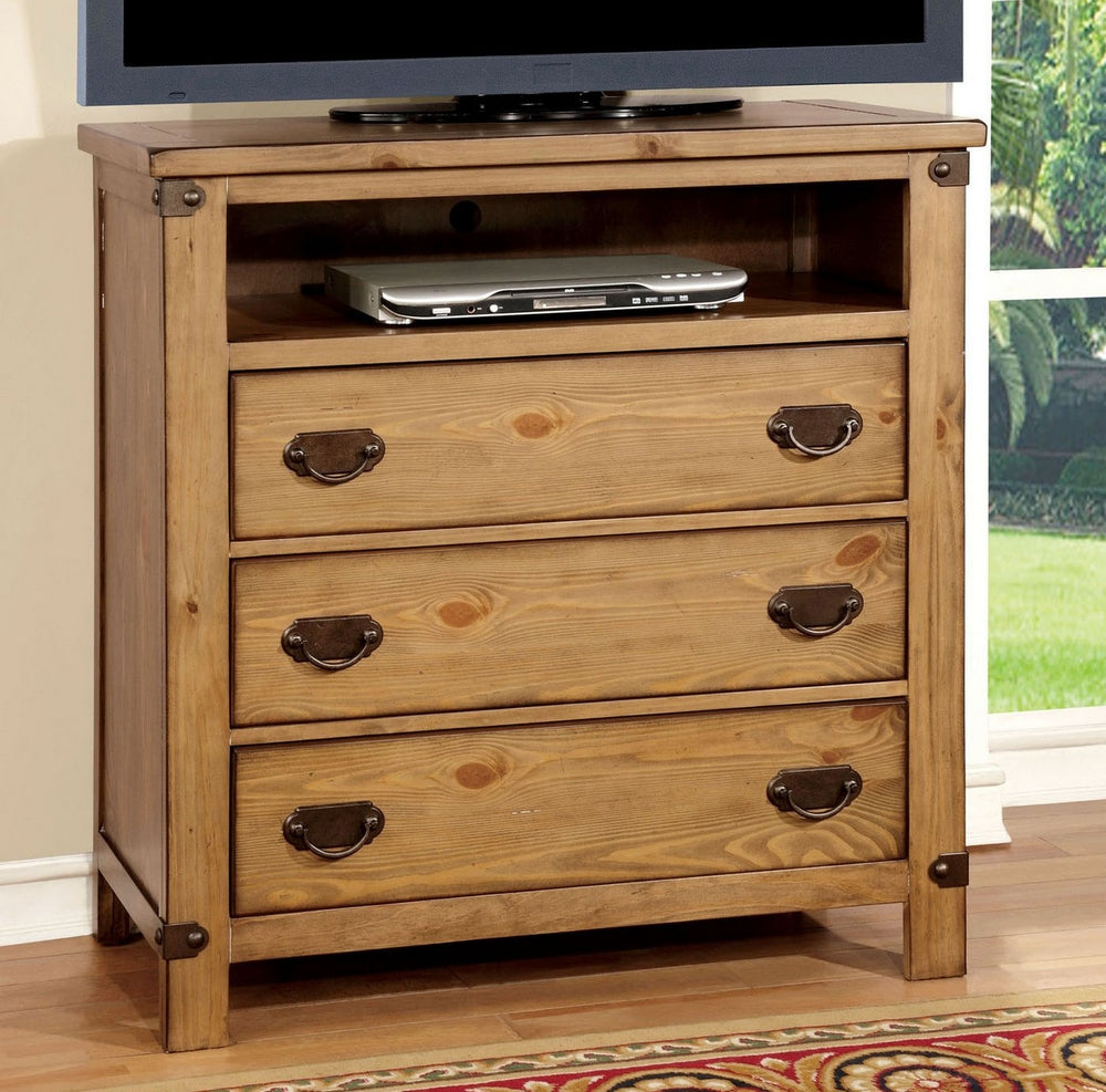 Pioneer Weathered Elm Finish Wood Media Chest