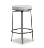 Pratt 2 White Swivel Counter Stools with Steel Frame