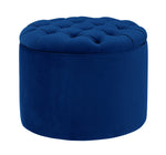 Queen Navy Velvet Storage Ottoman