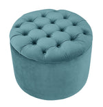 Queen Sea Blue Velvet Storage Ottoman