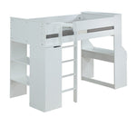 Ragna White Wood Twin Loft Bed with Desk & Wardrobe