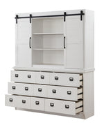 Renske Antique White Wood Buffet with Hutch with 9 Drawers