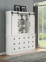 Renske Antique White Wood Buffet with Hutch with 9 Drawers