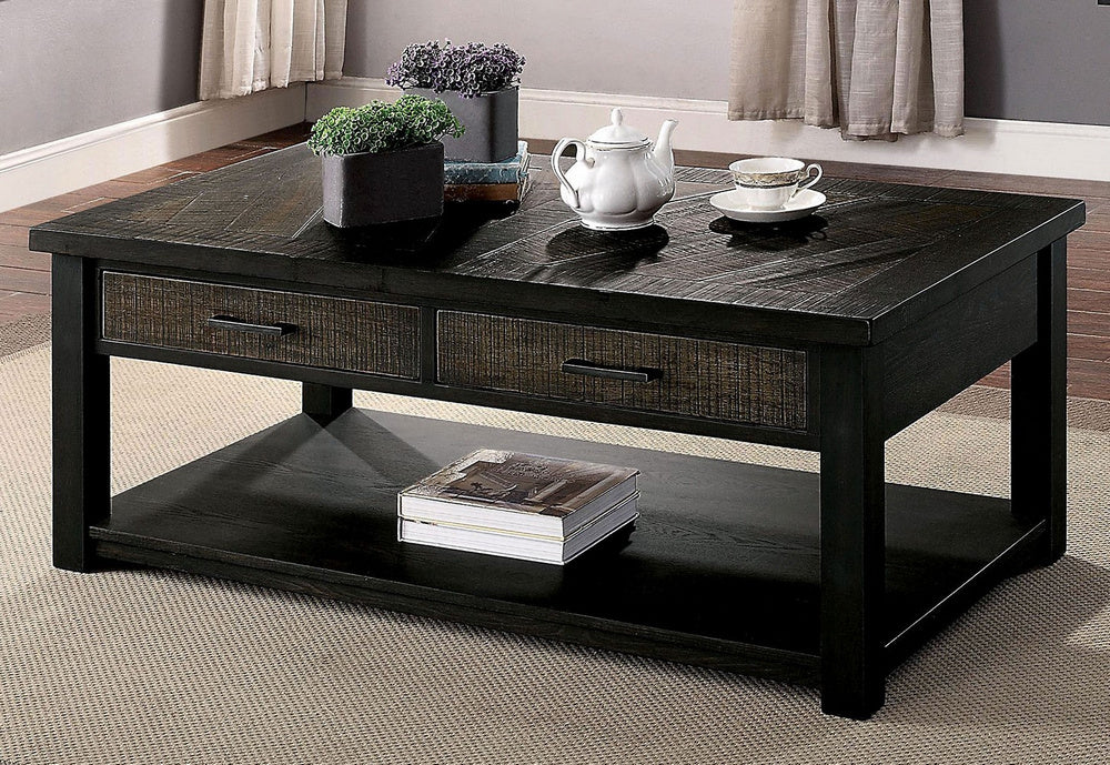 Rhymney Dark Oak Wood 2-Drawer Coffee Table