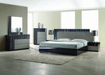 Romania Black & Zebra Grey Wood Cal King Bed