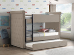 Romona II Beige Fabric Twin over Twin Bunk Bed with Trundle